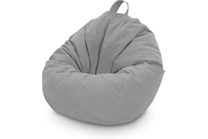Trintion Bean Bag Chair Cover 80x90cm Storage Soft Toy No Filling Lazy Sofa Beanbag Stuffed Animal Chair Cover for Adult Kid Storage Stuffed Animal Soft Toy (Grey)