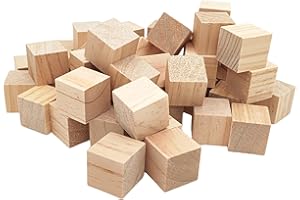ANKTILY Cubos de madera de 3 cm, 50 unidades, bloques de madera cuadrados sin terminar, bloques de madera natural para manualidades, tallado y proyectos de bricolaje