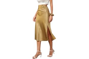 Alcea Rosea Donne Raso Split Laterale Midi Gonna Elastico in Vita Fishtail Gonna Setosa Partito di Lavoro Matita Bias Taglio Gonna S-XXXL