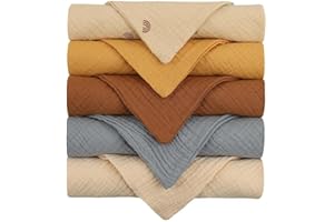 FROTOX Serviette Bebe, 5 Pièces Carre -Coton , Serviette De Table Tissu, Serviette De Bain À Séchage Rapide, , Essuie Main pour Bébés, Filles, Garçons