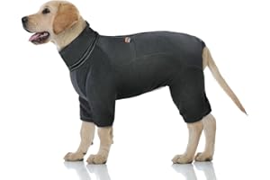 PUZAUKAL Manteau d'hiver Chien Chaud Manteau Polaire Chien Col Haut avec Fermeture Éclair Coupe-Vent Vetement Chien avec Jambes Combinaison pour Petit Moyen Grand Chien Gris(XL)