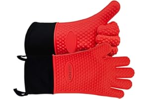 GEEKHOM Rękawice do piekarnika, odporne na wysokie temperatury, silikonowe, rękawice do grillowania, wodoodporne, rękawice kuchenne, akcesoria do pieczenia, grilla, Weber, pizzy, mikrofalówki,