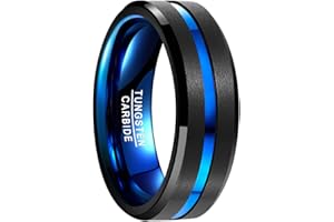 NUNCAD Anello Uomo/Donna/Unisex Tungsteno con Incisione I LOVE YOU Anello Amicizia/Anello Anniversario/Oro rosa/Blu/Nero/Argento Taglia 8mm (12.5-32)