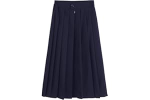 DRGE Jupe plissée Polyvalente pour Femmes JK Jupe Uniforme Filles Taille Haute Jupe de Tennis Patineuse Bleu foncé Longue,M