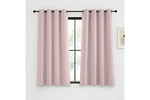 KGORGE Rideaux Occultants Opaque Thermique Anti Froid/Chaleur L140xH145cm Decoration de Cuisine Salon Masion Chambre Design Moderne avec Oeillets, Rose Clair, 2 Pièces