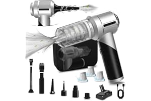 Lambluefly 4-en-1 Aspirateur Voiture Puissant sans Fil, 21KPA Mini Aspirateur a Main sans Fil avec Moteur Brushless, 3 Niveaux Réglables, Pliable, pour Souffleur Air Comprimé Nettoyage PC & Bureau