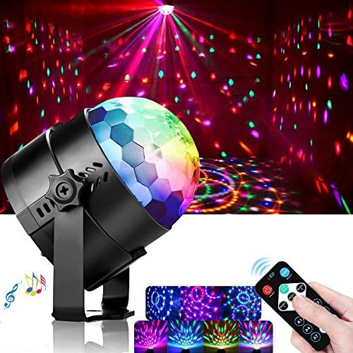 Mini Party Lights Disco Ball Projector 3W LED RGB Color Changing Lighting Sound Actived Rotating Ball Light DJ Stage Effect with Remote Control For KTV Xmas Wedding Birthday Show Club Bar Pub Home