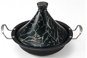 Tajine Royal Swiss 38 cm – Acier inoxydable, revêtement antiadhésif, couvercle porcelaine – Toutes sources de chaleur, induction, gaz, électrique – Cuisine saine (Noir, 38 cm)