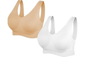 SIMIYA Super Comfort Bra, Womens Sports Bras Removable Pads Plus Size Sleep Bras for Girls in Yoga Bralette Leisure Stretch Crop Tops Vest