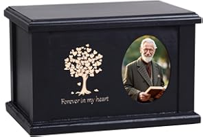 WOODURN Cremation Urns for Human Ashes Adult Male Female, Wooden Urn Box and Casket for Men Women Funeral Memorial Urns for Ashes with Photo Frame, Burial Urn for Adults Up to 442LBS