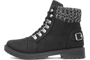 Lilley Womens Black Knitted Collar Boot