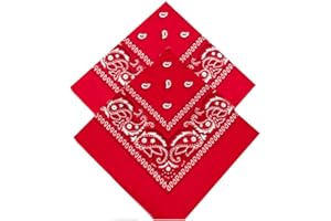 BUCKINGHAM BOUTIQUE Set of 2 Paisley Bandanas - 2 X red bandannas scarf/Hankerchief/Head tie/Neck Tie/Neckerchief 100% Cotton, For Men, Women & Kids, (Pack of 2)
