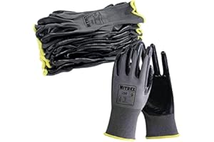 Nitrex 250 Work Gloves - General Handling Safety Gloves, Abrasion Resistant Nitrile Palm Coating, Polyester Liner, Enhanced Grip, Mechanical and Industrial Protection - 10 Pairs - Size 9