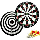 ASL SPORT B&uuml;y&uuml;k Boy Dart Seti, 36 cm, &Ccedil;ift Taraflı Dart Hedef Tahtası, 6 Oklu, Siyah