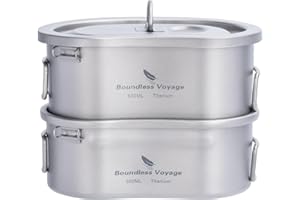 Boundless Voyage Olla de Titanio con asa Plegable Juego de Cuenco Ultraligero para Senderismo al Aire Libre con Cuerda Colgante
