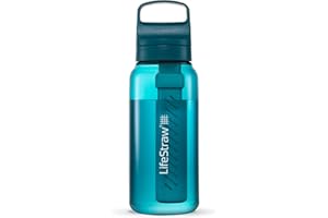 LifeStraw Go Series – Gourde filtrante sans BPA 1l pour les voyages et l’usage quotidien. Élimine les bactéries, les parasites et les microplastiques. Améliore le Goût, Laguna Teal (bleu pétrole)