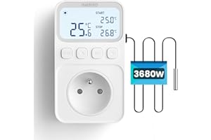 Inkbird C226T Prise Thermostat, Regulateur de Temperature Chauffage Refroidissement avec Minuterie pour Serre,Reptile,Terrarium,Maison(FR Prise)