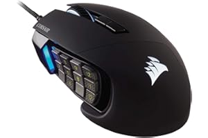 Corsair Scimitar RGB Elite Souris de Jeu Filaire MOBA/MMO - 18 000 DPI - 17 Boutons Programmables - Compatible iCUE - PC, Mac, PS5, PS4, Xbox - Noir