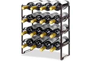 Mutool 4 Tier Stackable Wine Racks Hold 8-16 Bottles Wines,Metal Freestanding Stand Wine Organizer Holder Countertop Liquor Storage Shelf，Bronze (4 Tier)