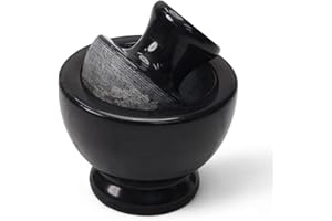 Marblous Krafts Marble Mortar and Pestle Set 4.5" Spice Crusher Black Grinder for Kitchen, Garlic Crusher, Spice Grinder and Herb Grinder Kitchen Set