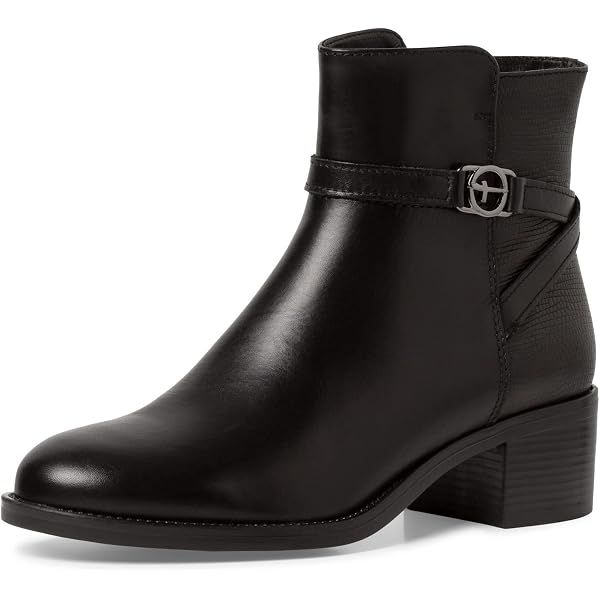 Bottines Tamaris Femme 1-25394-43 - Cuir Et Synthétique, Talon Bloc 10cm - Style Tendance