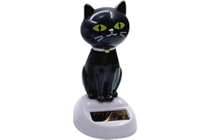 Gusengo Solar Wackelfiguren Solar Tanzende Katze - Innovative Katze Solarfigur Statue Auto Armaturenbrett Dekorationen Ornamente Solar Wackelkopffiguren Für Auto Büro Schreibtisch Dekoration
