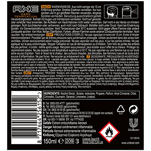 AXE Deospray Dark Temptation ohne Aluminium, 3er Pack (3 x 150 ml) - 2