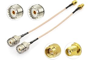 Superbat Lot de 2 câbles d'extension coaxiaux UHF femelle SO-239 vers SMA mâle/SMA femelle RG316 15,2 cm pour Baofeng Wouxun Kenwood Icom Yaesu CB Radio Talkie-walkie portable