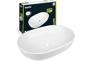 'aquaSu® Aufsatzwaschtisch loPa | 52 cm | Weiß | Aufsatzwaschbecken | Waschtisch