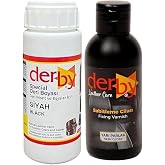 Derby Deri Mont Boyası 100ml, BS-FIX Yarı Parlak Sabitleme Cilası 100 ml ve S&uuml;nger (Siyah)