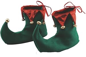 LABREEZE Adult Elf Green Red Jester Pixie Boots Shoes Christmas Xmas Unisex Fancy Dress