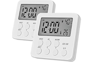 RUIZHI Thermometer Hygrometer Innen, Digitalers Thermometer mit Luftfeuchtigkeitsmesser mit Wecker Große LED Temperaturanzeige,Funk-Wecker für Snooze Innentemperatur,L90 x B90 x H35 mm