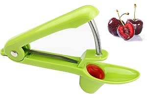 Becho Cherry Pitter Olive Pitter and Cherry Stone Remover with Food-Grade Silicone Cup Lengthened Splatter Shield (Green)