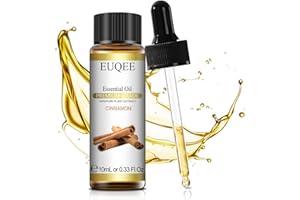 EUQEE Cinnamon Essential Oil 10ml, Pure Natural Cinnamon Oils Essential Oils, Aromatherapy Essential Oil Diffusers for Home, Relax, Humidifiers