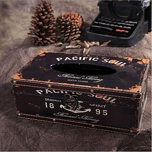 kiaotime Retro Vintage Rustikal Holz Tissue Halter Box Cover Facial Tissue Papier Spender Anchor Design Tissue Halter HOME DECOR (schwarz Pacific Soul) - 4