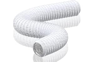 HG Power 150mm Air Ducting Length 5m PVC Aluminium Flexible Ventilation Duct PVC Pipe Tumble Dryer Vent Hose for Hydroponics Extractor Fan, Cooker Hood, Bathroom, Toilet, White