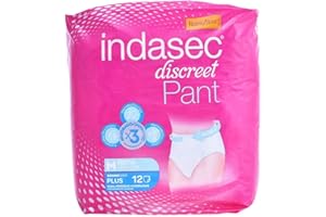Indasec Discreet Pant Plus Talla Media, 12 unidades