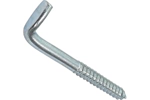 AERZETIX - Lot de 10 - Vis à Bois Fileté - Crochet en Forme de L - Gond à Visser Piton Equerre - Ø8x80mm - en Acier-Zingué Métal - Bricolage Rénovation - C44750