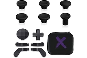 eXtremeRate 13 in 1 Metall Tasten Set für Xbox Elite Series 2 Controller, Megnetic Thumbsticks/D-Pad/Trigger Paddles&Tragtasche Zubehör für Xbox Elite Series 2-Core Modell 1797-Schwarz