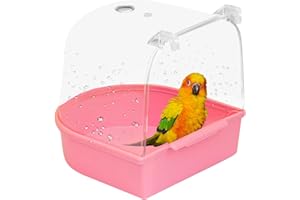 Geboor Bird Bathtub, Bird Bath for Cage Hanging Bathtub Bird Cage Supplies Parrot Bath Tub Shower For Cats, Finches, Budgerigars, White Fungus, Skylarks and Small Birds (PINK)