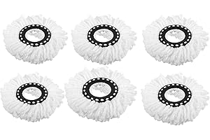 ZEEWIZZ SWISSPACK. Pack of 6 Spin Mop Replacement Head 360° Spin Magic Mop Head, Mop Head Replacement Mop Head Refill for Standard Rotating Universal Spin Mop Replacement Mop Heads Commercial Use ( White)