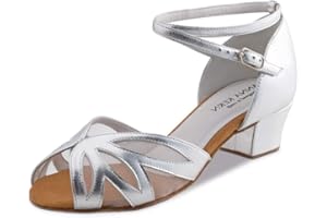 Anna Kern Femmes Chaussures de Danse 599-35 - Cuir Argent - 3,5 cm Bloque