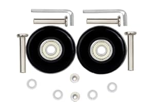 OROSTINA 2 Pcs of Luggage Replacement Wheels 45 * 18mm(1.77"x0.72") with 8mm(0.31") Bearings 35mm(1.38") 40mm(1.57") Axles Wrenches Repair Set for Suitcase and Inline Outdoor Skate
