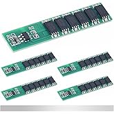 DAOKAI 5pcs 1S 3.7V 15A 6MOS Lithium Battery Protection Board BMS PCB Protection Board 18650 Charging Module for Li-ion Lithi