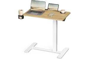 VASAGLE Höj- och Sänkbart Sidobord, Pneumatiskt Laptopbord på Hjul