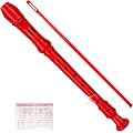 Eastrock Flûte à bec Instrument de style allemand Soprano Flûte à bec 9 pièces pour débutants avec tableau des doigts, sac d'emballage, repose-pouce, Rouge