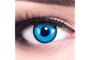 Lentilles couleur bleu noir Alper. Pour Halloween, Shrovetide, Carnaval + étuis à lentilles de contact I 1 paire (2 pièces) I sans correction I 0,00 Dioptries MERALENS