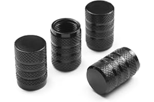 Pitlane Performance® Tapones de Válvula de Aluminio Juego de 4 Tapas para Válvula Schrader Compatibles con Coche, SUV, Moto y Bicicleta; Protección Duradera para Válvulas de Rueda (Negro, Comfort)