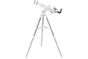 Bresser Telescopio de Lente Refractor Nano AR-80/640 con trípode, Montaje AZ para fácil manejo, Adaptador de cámara para Smartphone y amplios Accesorios para Principiantes, Color Blanco