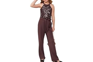 GRACE KARIN Filles Combinaison à Paillettes Épaules Dénudées Jambes Évasées pour Fête